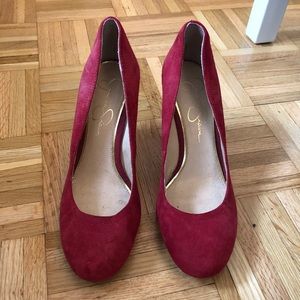 Jessica Simpson red JS-Capri wedge heels